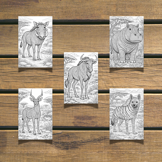 Safari Animals Coloring Book 20 coloring Pages digital download