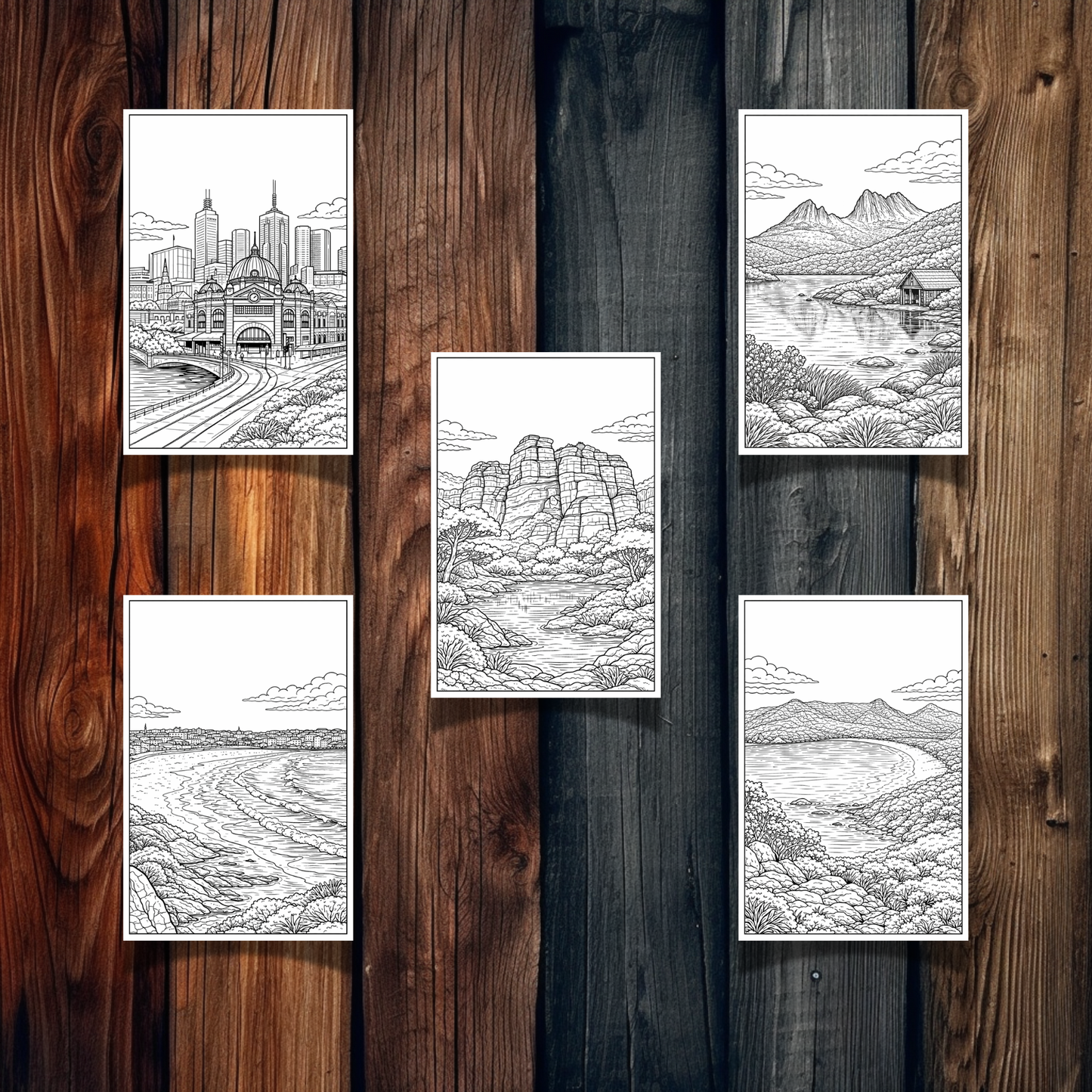 Australia & New Zealand Landmarks Coloring Book – 15 Printable Pages for Adults & Kids | Digital Download PDF