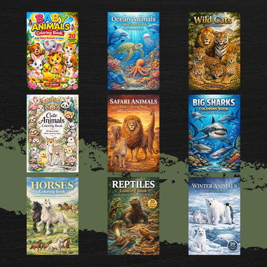 Animal Kingdom Coloring Book Bundle 180 coloring pages digital download