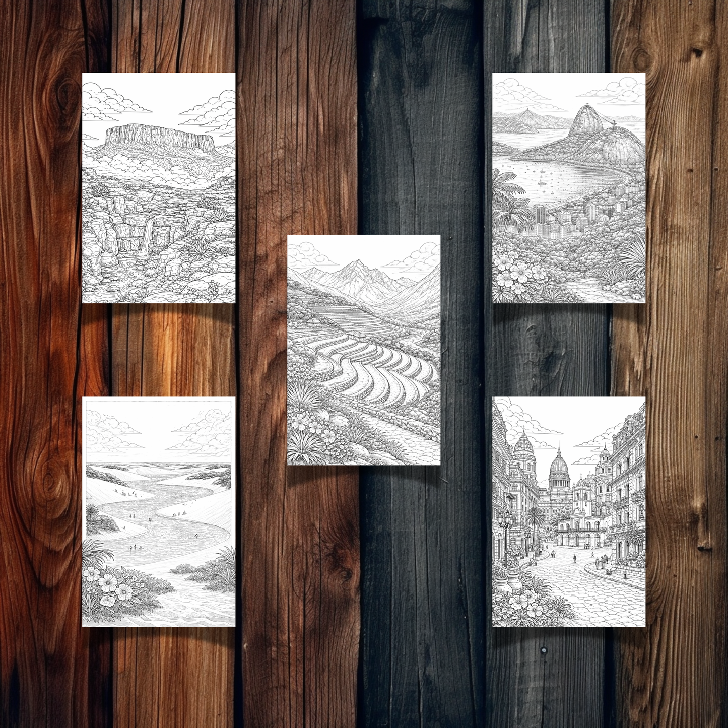 South America Landmarks Coloring Book – 20 Printable Pages for Adults & Kids | Digital Download PDF