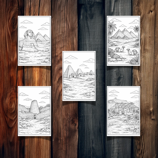 Africa Landmarks Coloring Book – 20 Printable Pages for Adults & Kids | Digital Download PDF