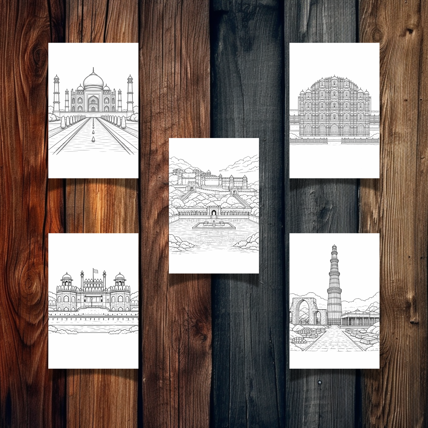 Central, South & Southeast Asia Landmarks Coloring Book – 30 Printable Pages | Digital Download PDF
