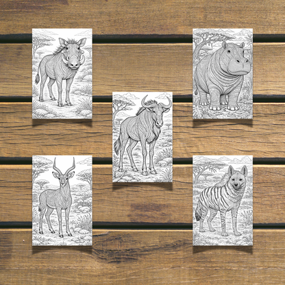 Safari Animals Coloring Book 20 coloring Pages digital download