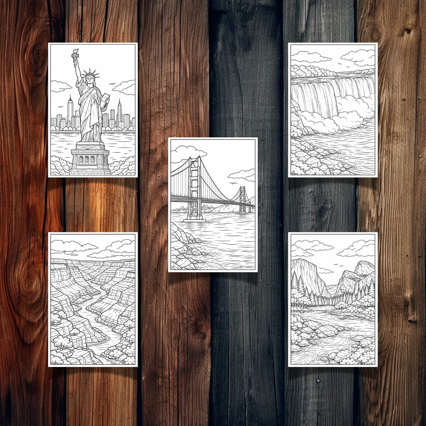 North America Landmarks Coloring Book – 20 Printable Pages for Adults & Kids | Digital Download PDF