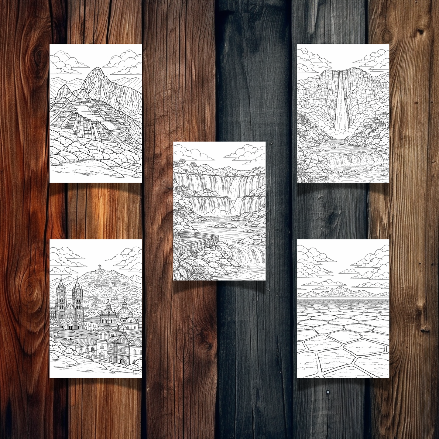 South America Landmarks Coloring Book – 20 Printable Pages for Adults & Kids | Digital Download PDF