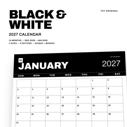 Black & White 2027 Calendar Printable