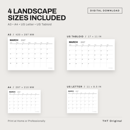 Modern Minimal 2027 Calendar Printable