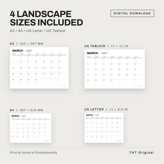 Modern Minimal 2027 Calendar Printable