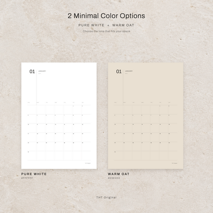 Japandi Minimal 2027 Printable Calendar
