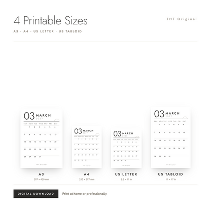 Scandinavian Minimal 2027 Calendar Printable Nordic Wall
