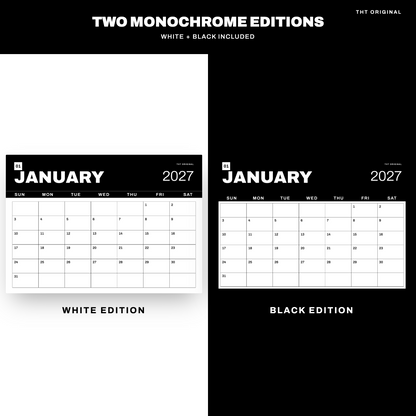 Black & White 2027 Calendar Printable
