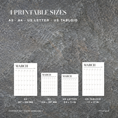 Elegant Serif 2027 Calendar Printable