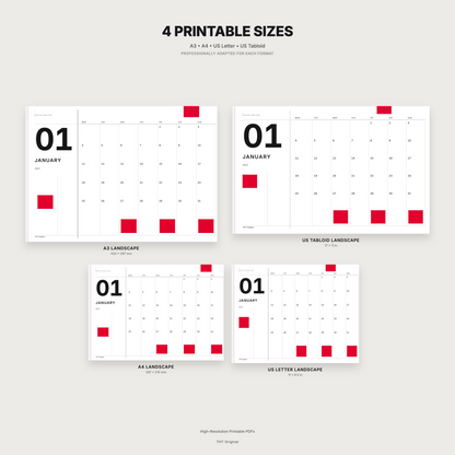 Architectural Grid Swiss Minimalist Printable Calendar 2027