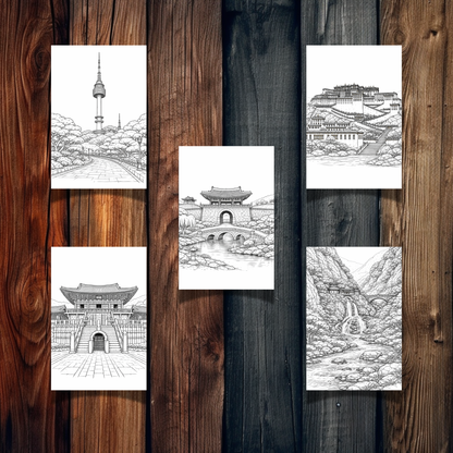 East Asia Landmarks Coloring Book – 20 Printable Pages for Adults & Kids | Digital Download PDF
