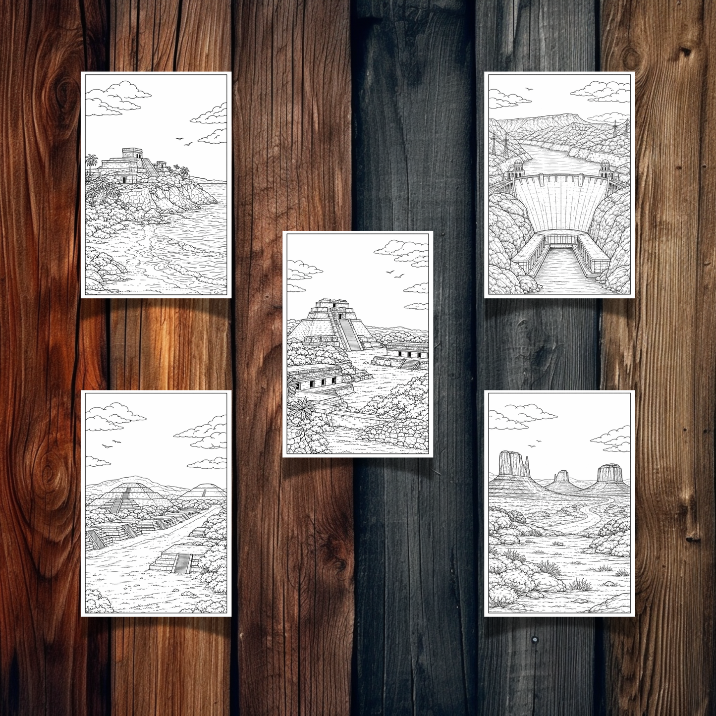 North America Landmarks Coloring Book – 20 Printable Pages for Adults & Kids | Digital Download PDF
