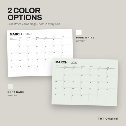 Modern Minimal 2027 Calendar Printable