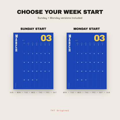 Bold Typography 2027 Printable Wall Calendar