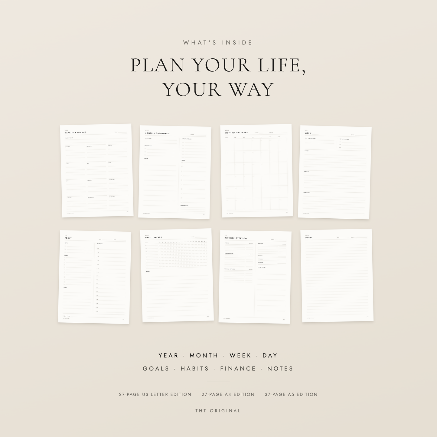 The Essential Planner Undated Minimalist Life Planner Printable