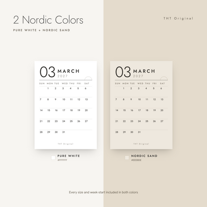 Scandinavian Minimal 2027 Calendar Printable Nordic Wall