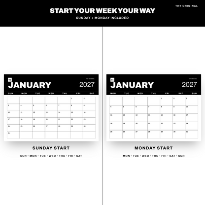 Black & White 2027 Calendar Printable