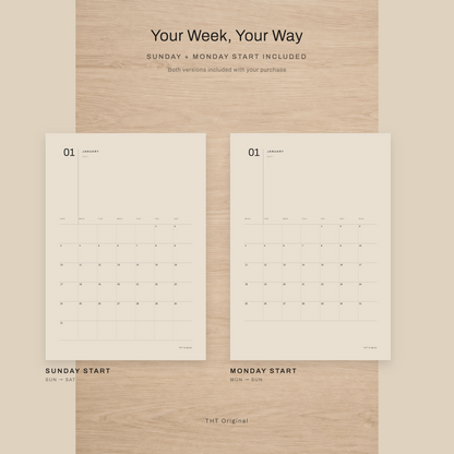 Japandi Minimal 2027 Printable Calendar