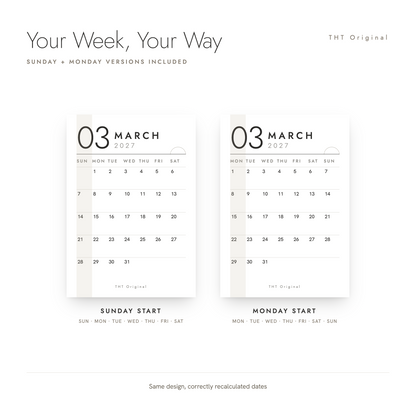 Scandinavian Minimal 2027 Calendar Printable Nordic Wall