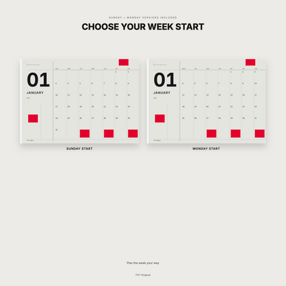Architectural Grid Swiss Minimalist Printable Calendar 2027