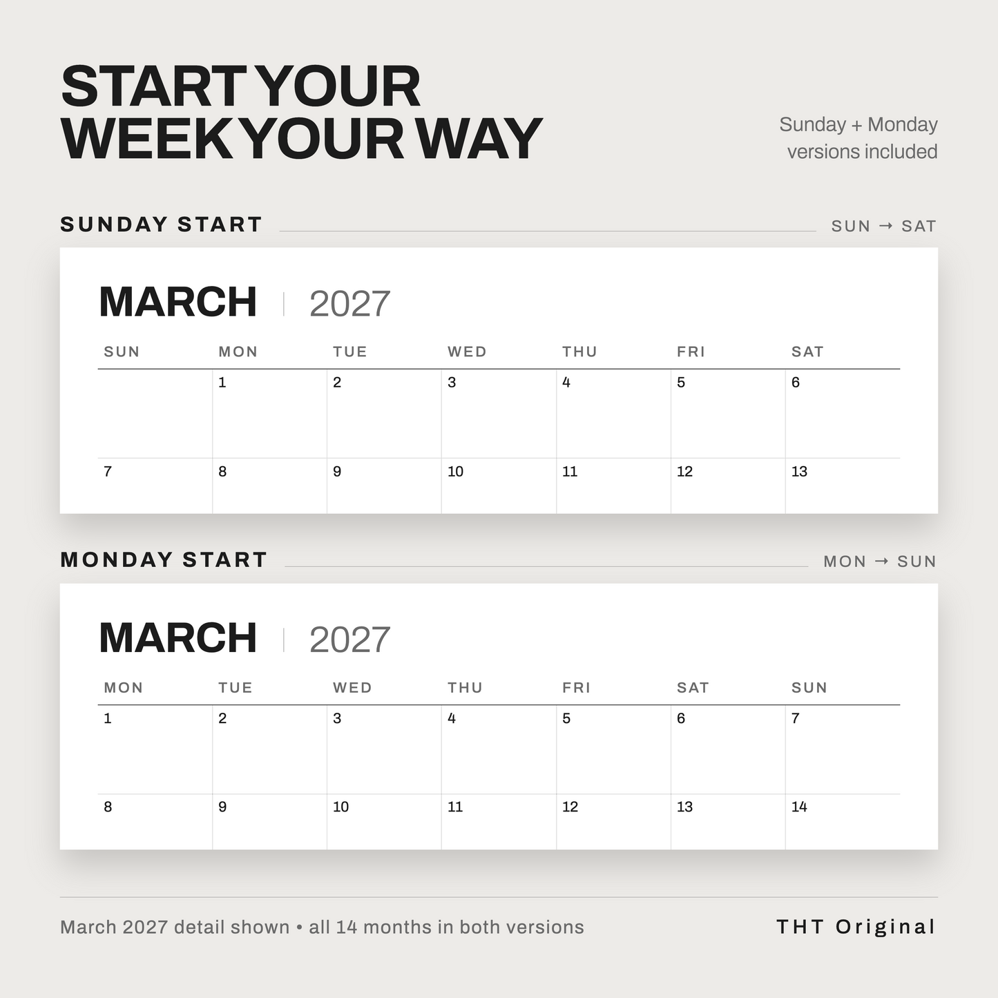 Modern Minimal 2027 Calendar Printable
