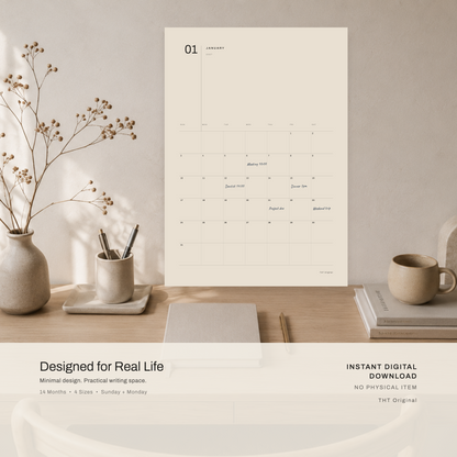 Japandi Minimal 2027 Printable Calendar