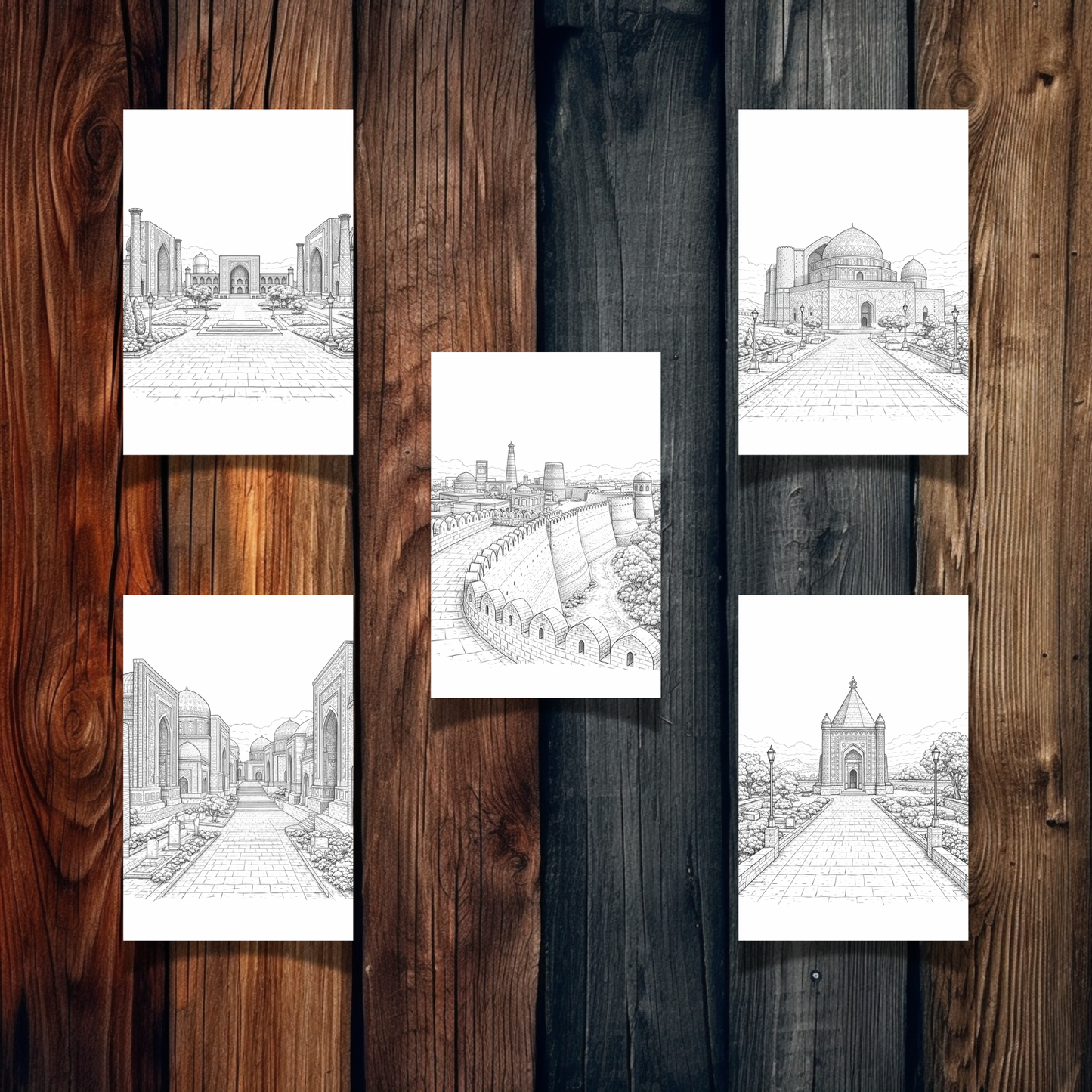 Central, South & Southeast Asia Landmarks Coloring Book – 30 Printable Pages | Digital Download PDF