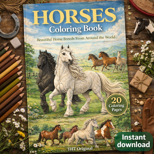 Horses Coloring Book 20 coloring Pages digital download