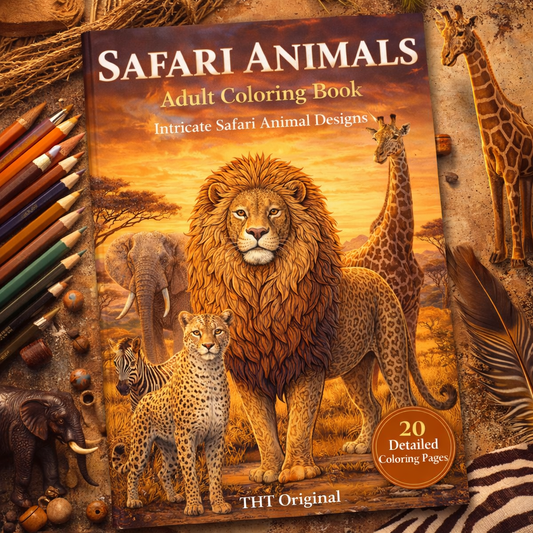 Safari Animals Coloring Book 20 coloring Pages digital download