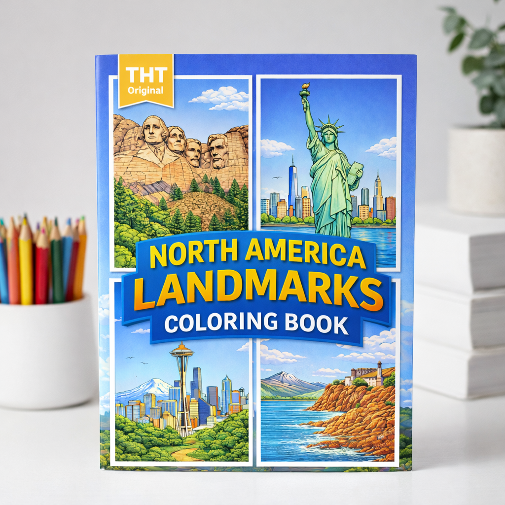 North America Landmarks Coloring Book – 20 Printable Pages for Adults & Kids | Digital Download PDF