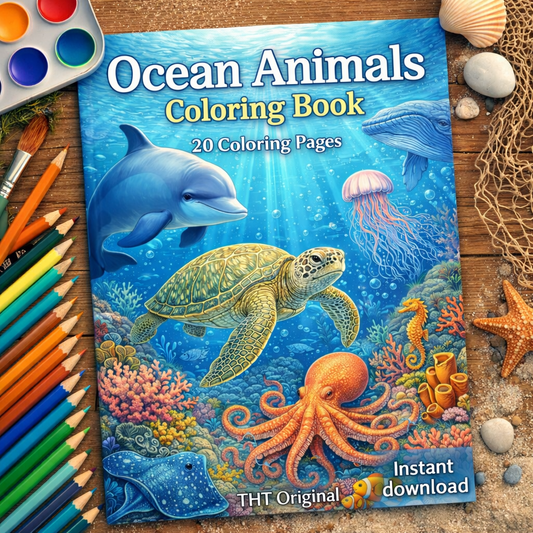 Ocean Animals Coloring Book 20 coloring Pages digital download