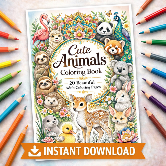 Cute Animals Coloring Book 20 Coloring Pages digital download