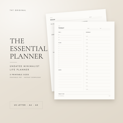 The Essential Planner Undated Minimalist Life Planner Printable