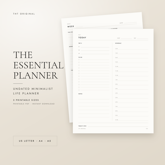 The Essential Planner Undated Minimalist Life Planner Printable