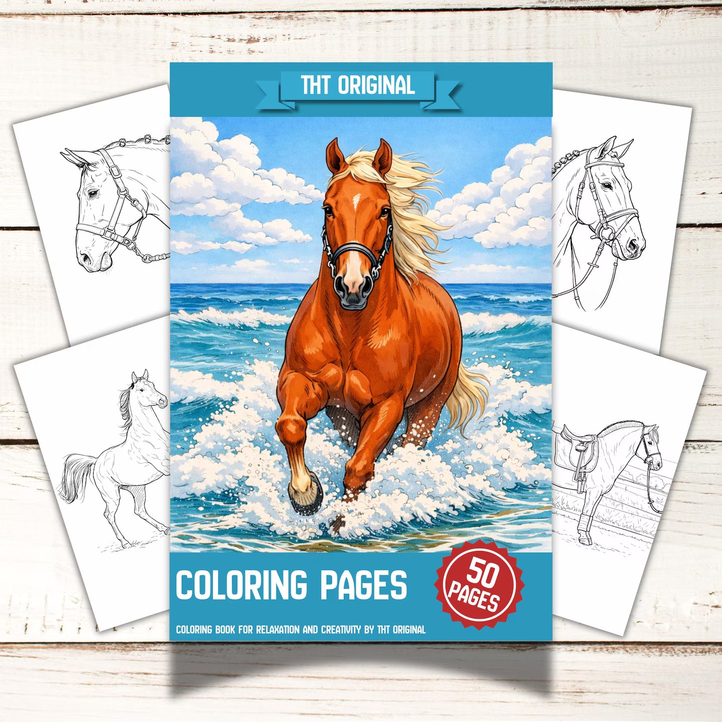 Horse Coloring Book – 50 Printable Pages for Adults & Kids | Digital Download PDF
